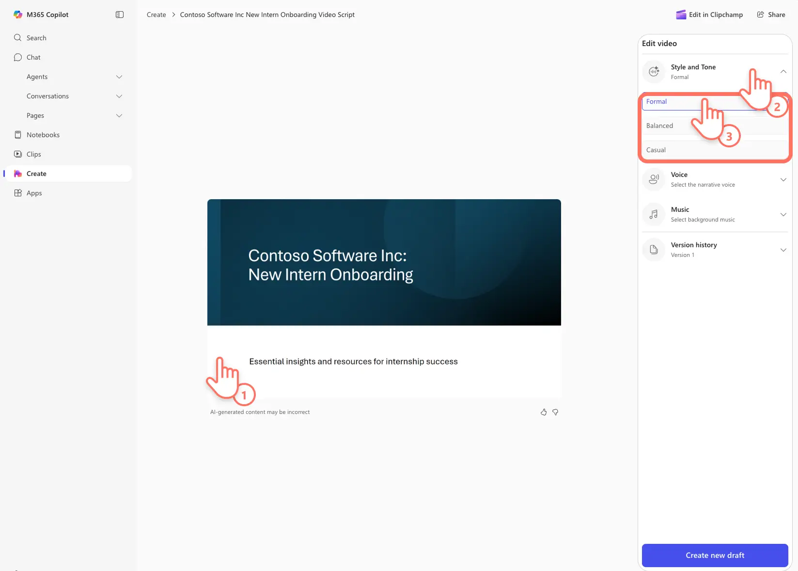 Create Hub бағдарламасында бейне көрсетілім дауысын реттеуші пайдаланушы