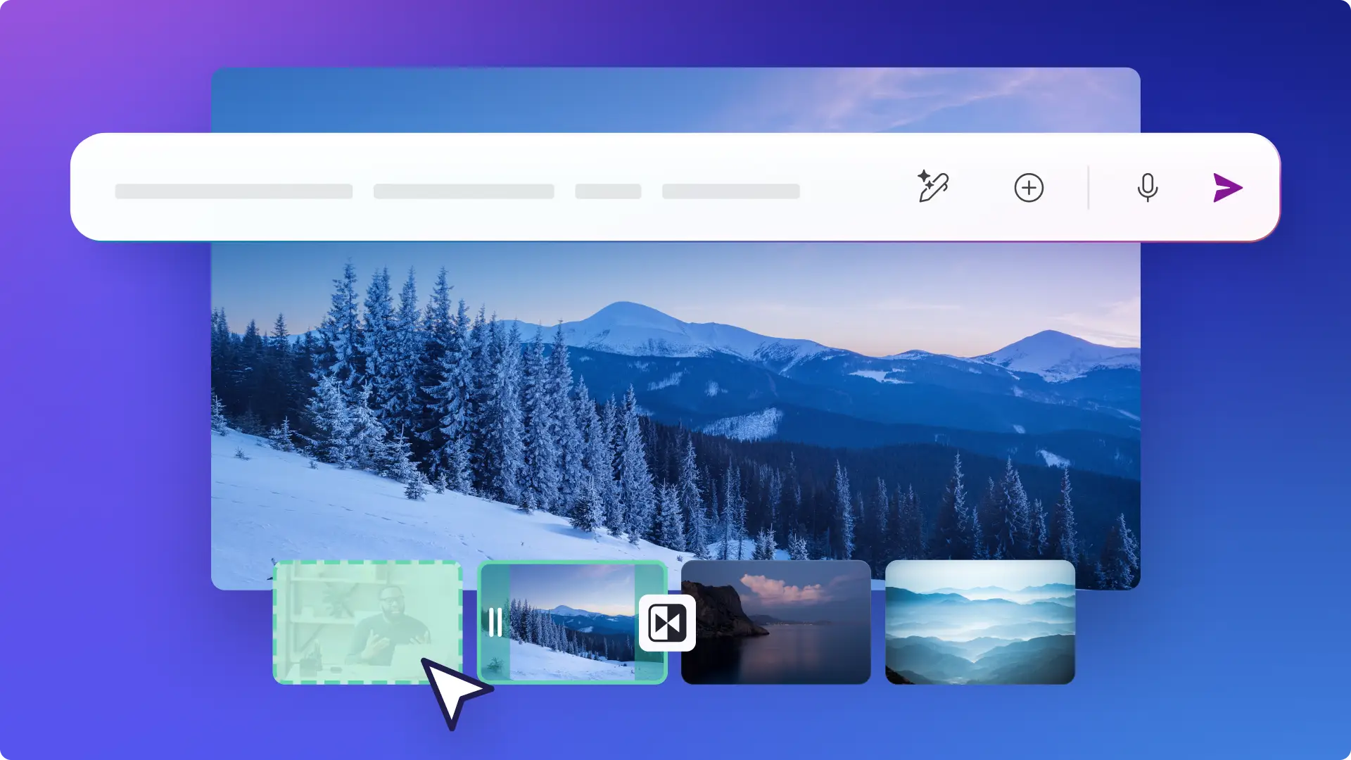 En bruger opretter et videostoryboard med kunstig intelligens og Clipchamp-videoeditoren