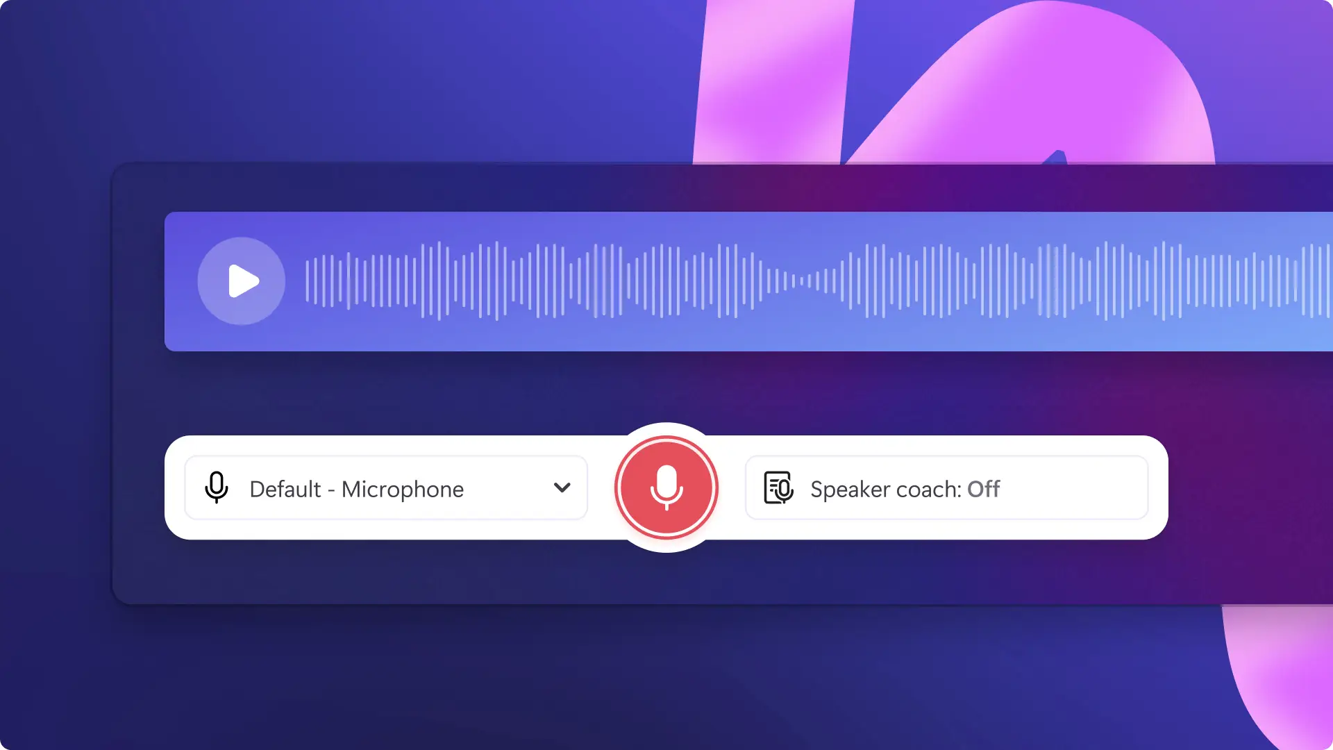 Una imagen de la grabadora de voz en Clipchamp. 