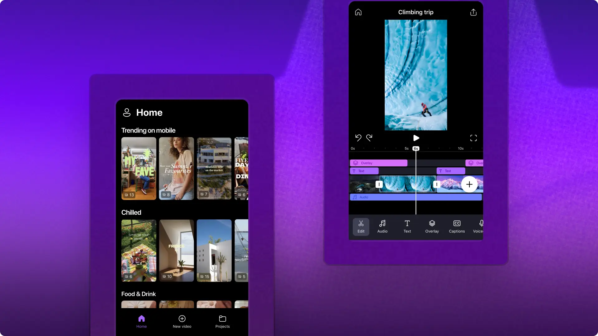 Gambar aplikasi iOS Clipchamp.