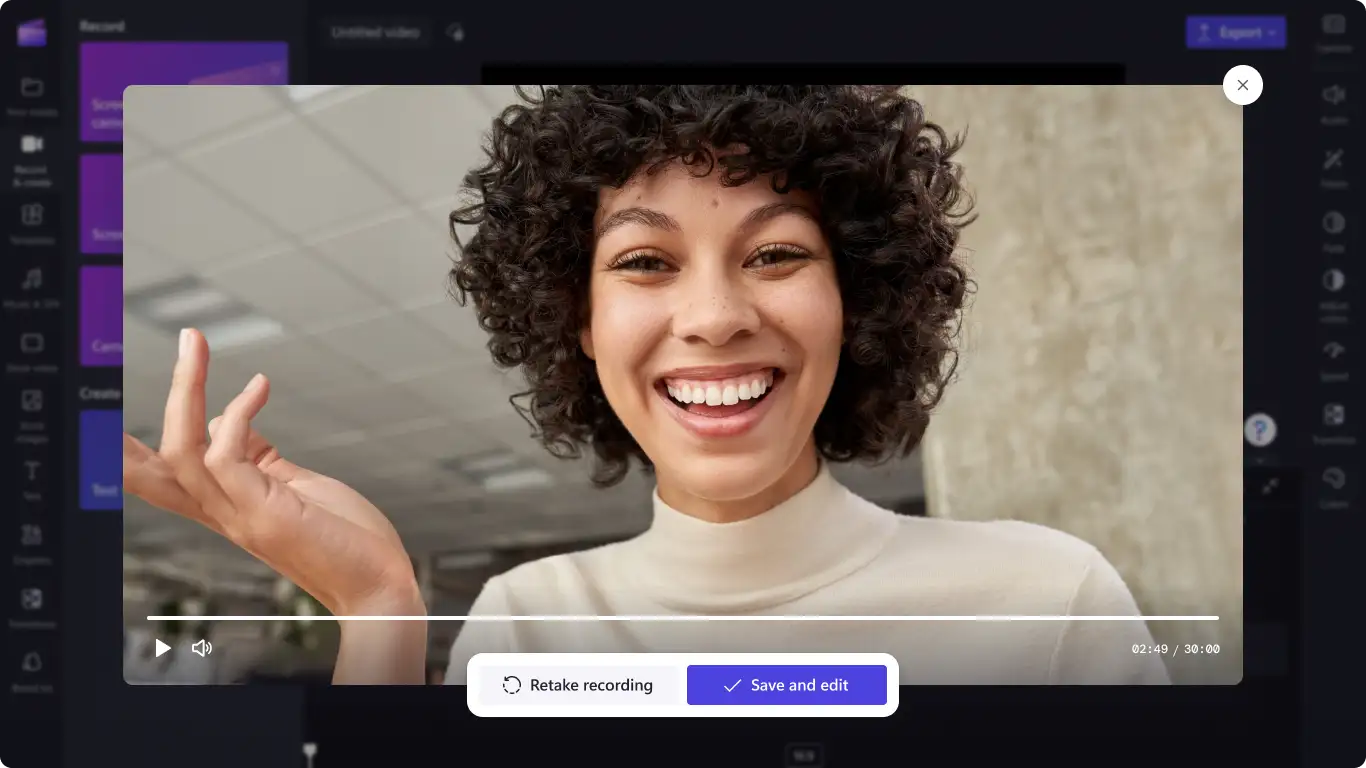Et billede af en webcamvideo, der er klar til at blive gemt.