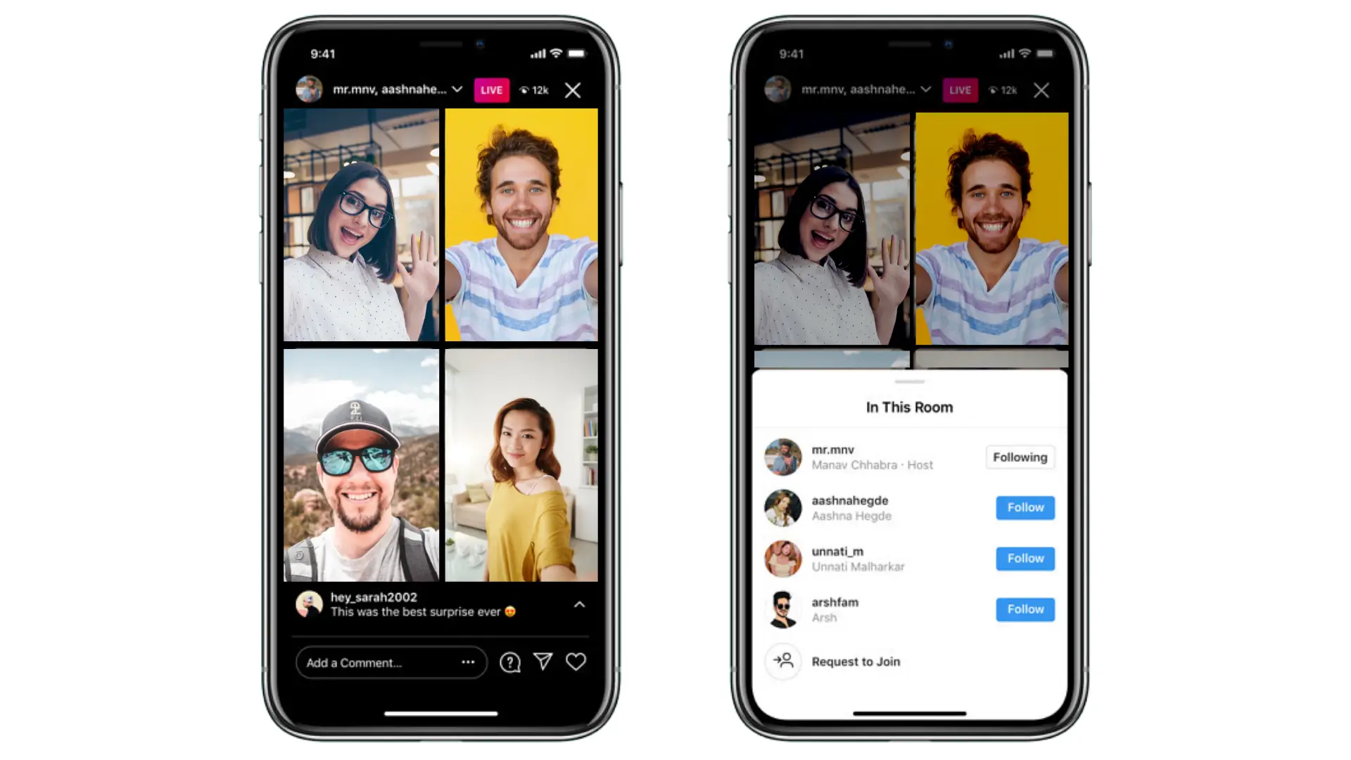 Instagram Live Rooms example