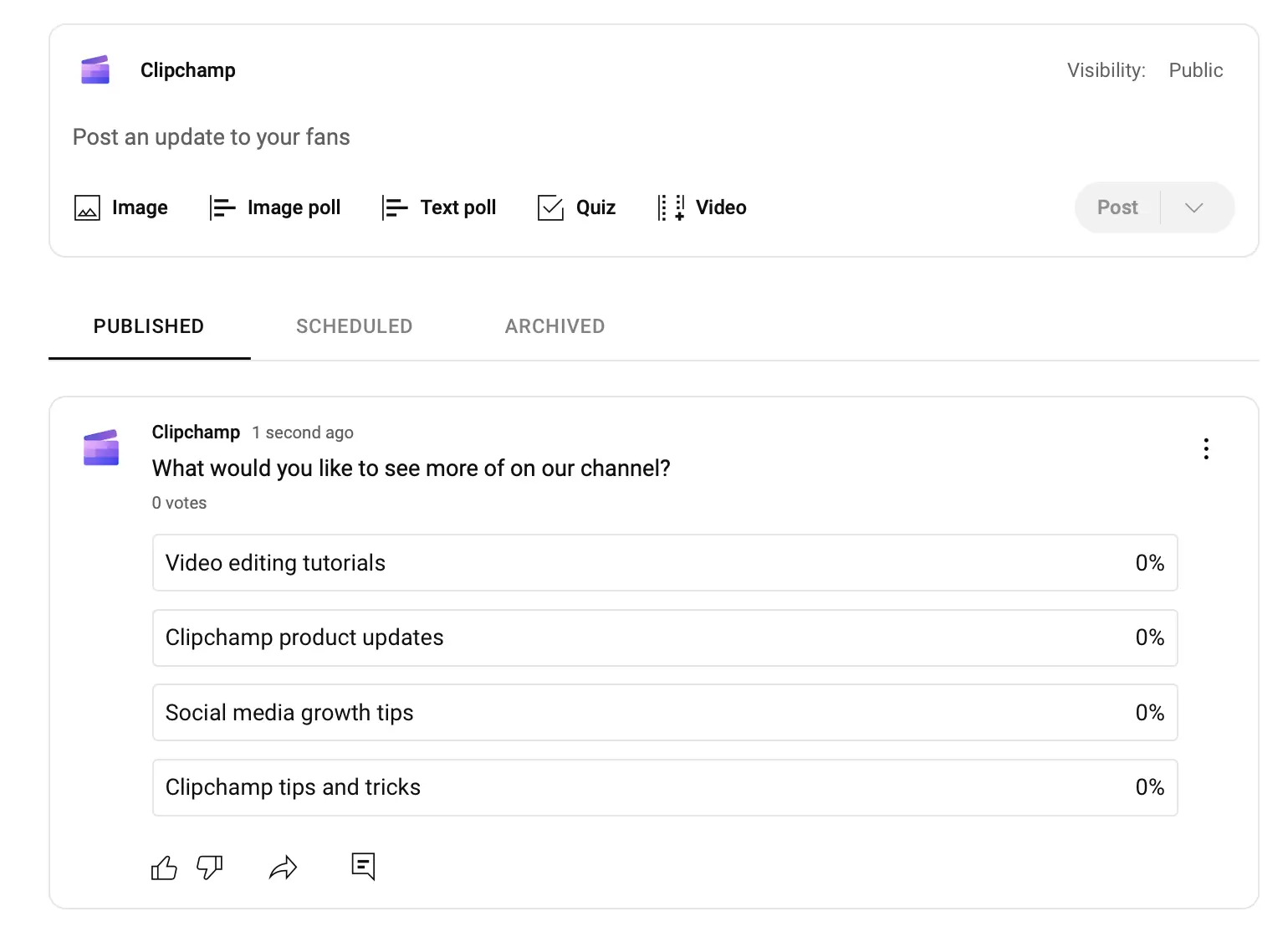 Step 3. Post your YouTube poll