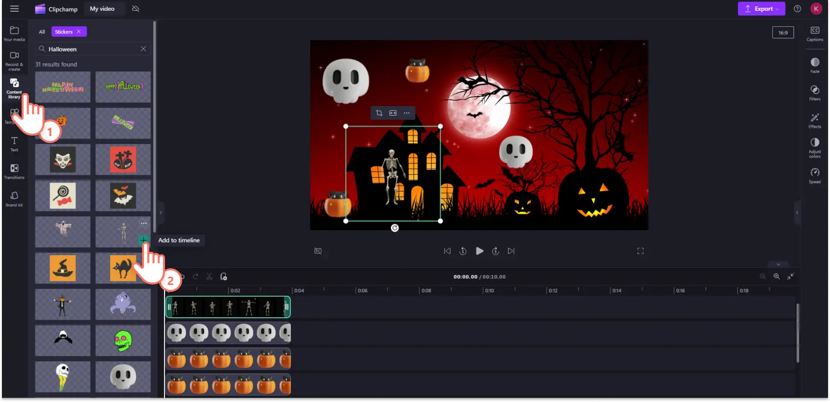 Imagen de un usuario añadiendo adhesivos a su vídeo.