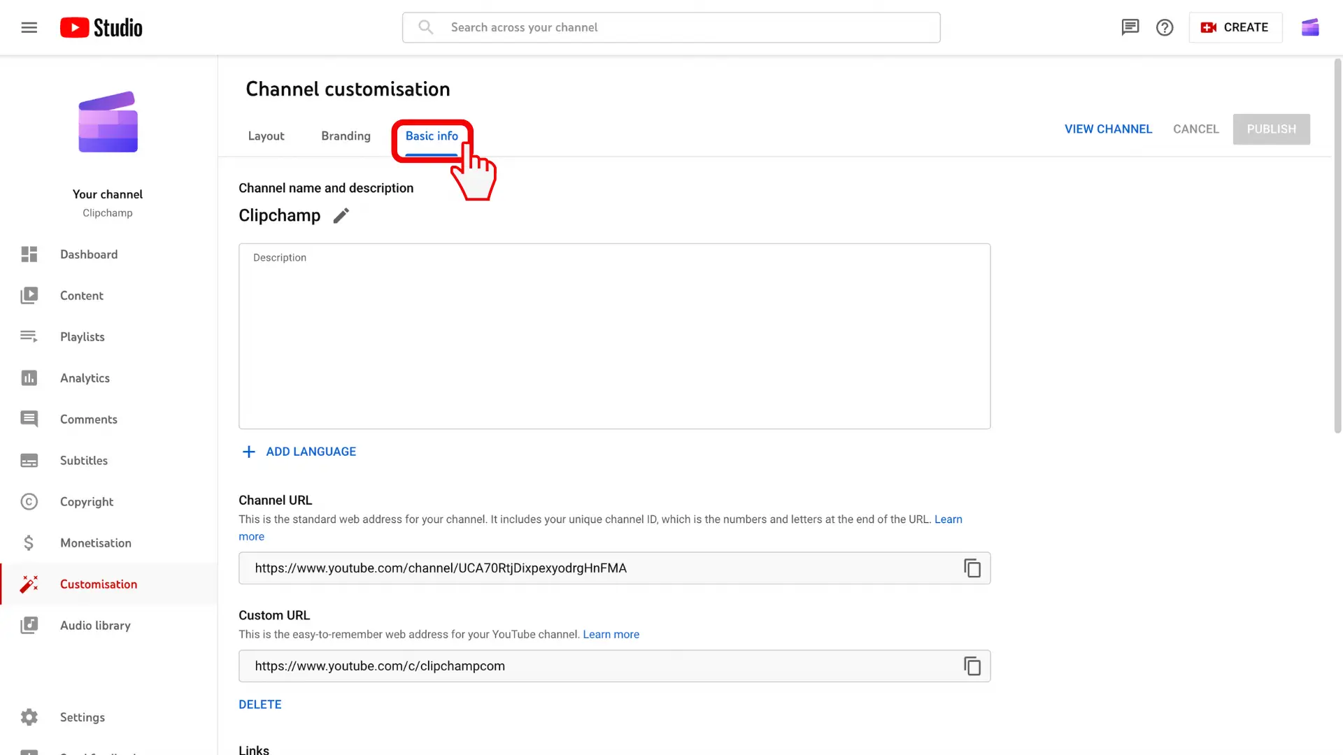 YouTube の説明文に関する究極のガイド - チャンネルの手順 2