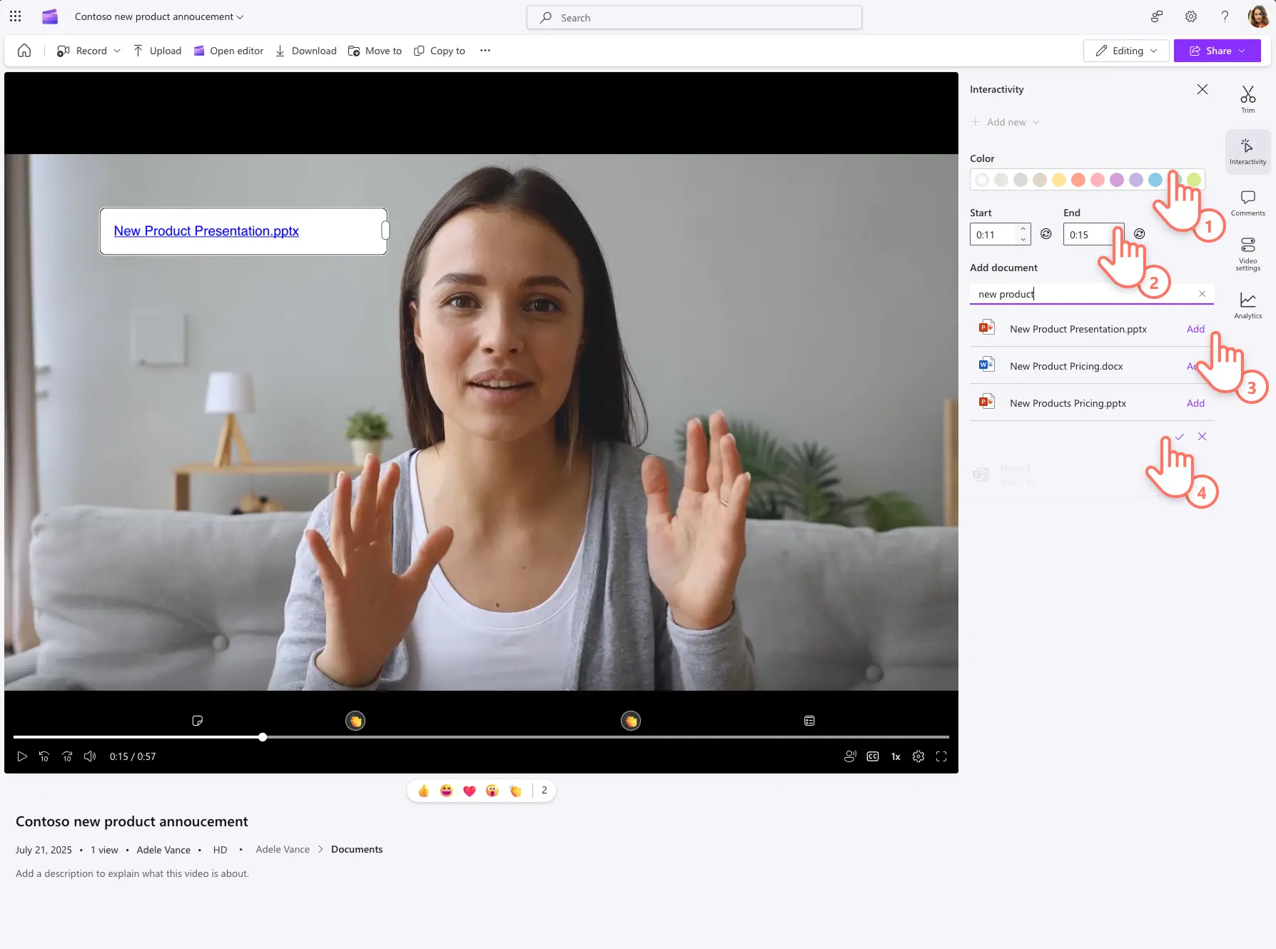 Uma imagem de adicionar uma chamada no Clipchamp