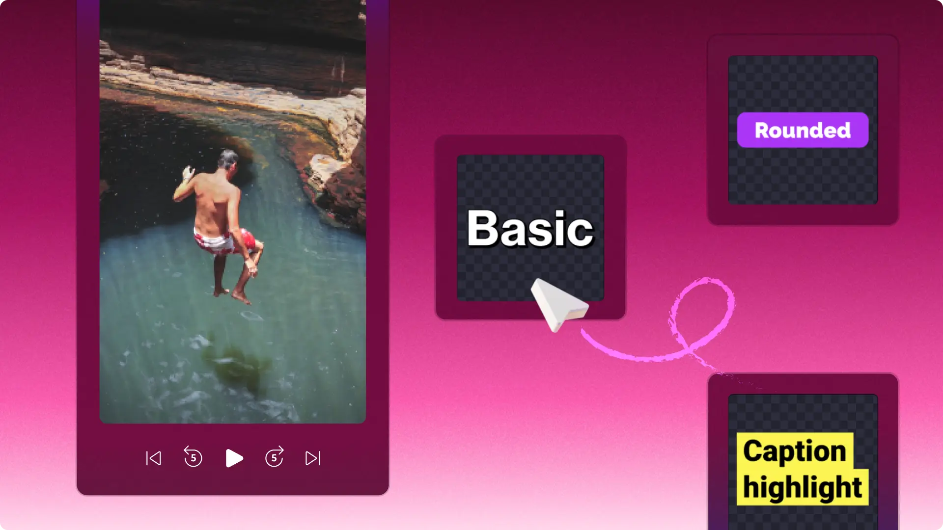 Usuario añadiendo texto, títulos y subtítulos en vídeos para redes sociales en Clipchamp