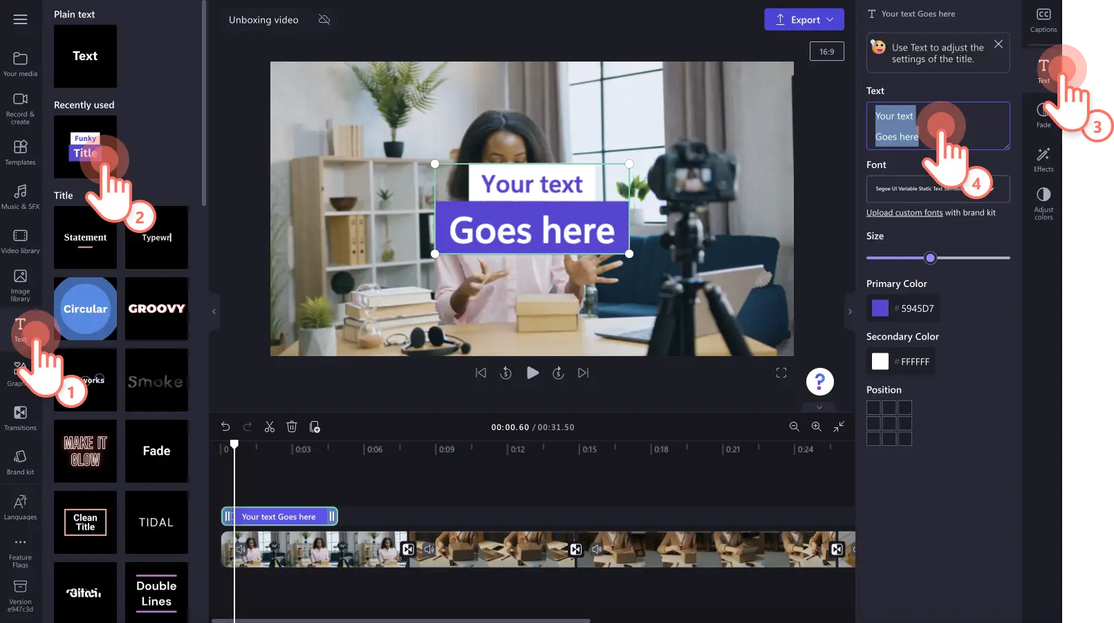 An image of a user adding text.