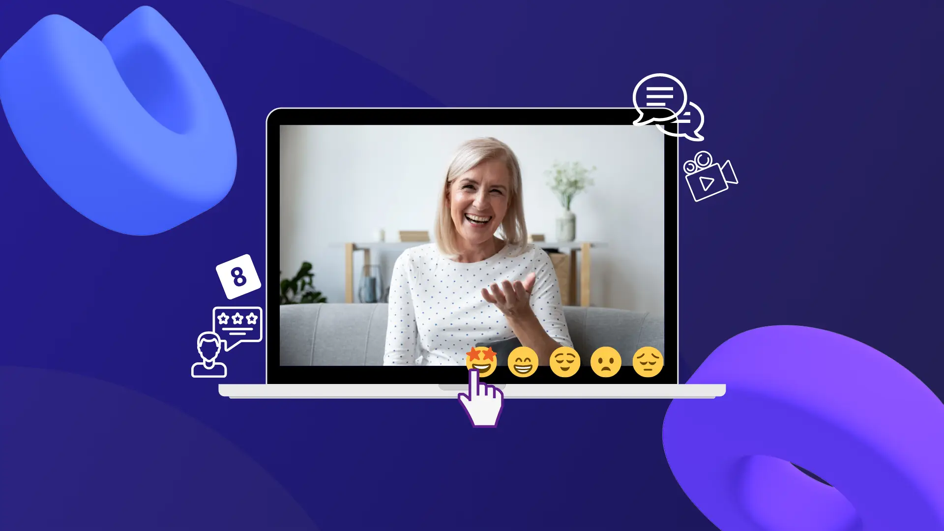 Customer speaking to the camera giving a testimonial - conceptual image