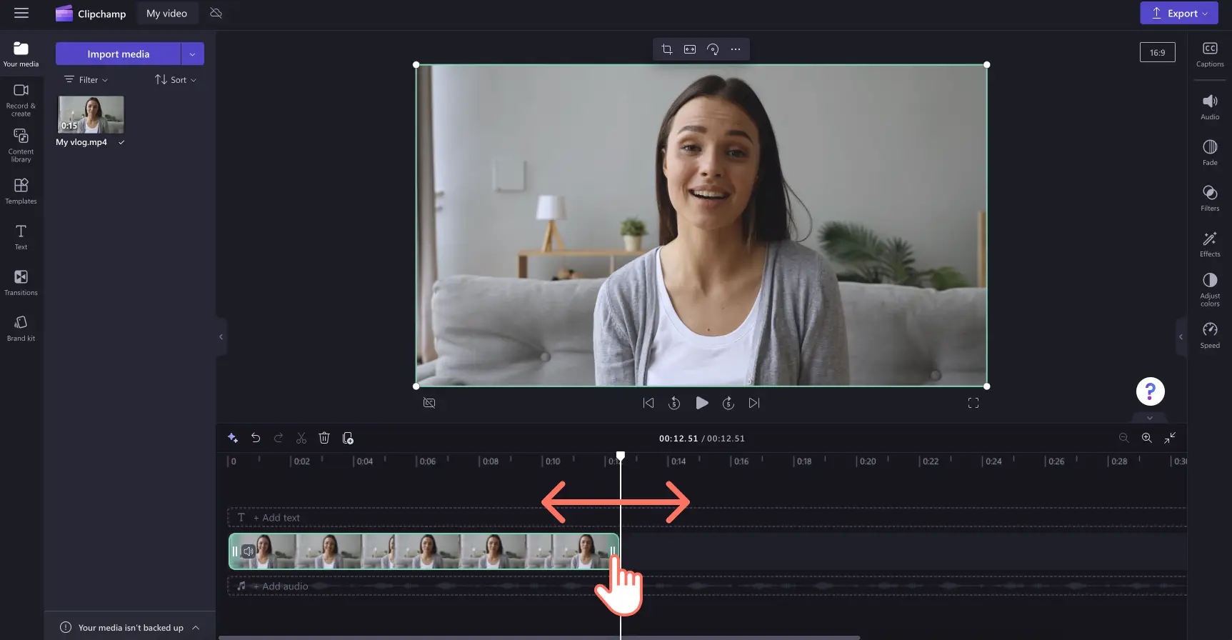 Cortar imagens de vídeo no Clipchamp