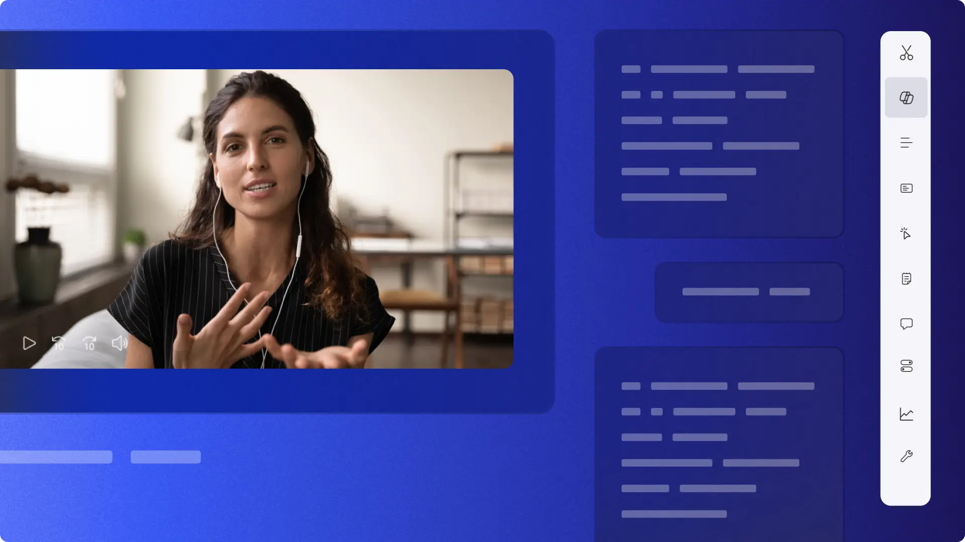 Een gebruiker die een tekstsamenvatting maakt voor een video met AI in Clipchamp