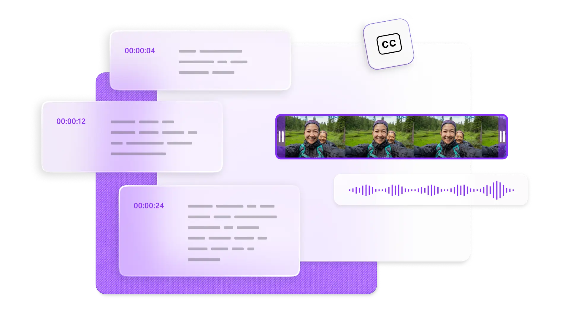 Abstract of AI subtitle generator in Clipchamp video editor.