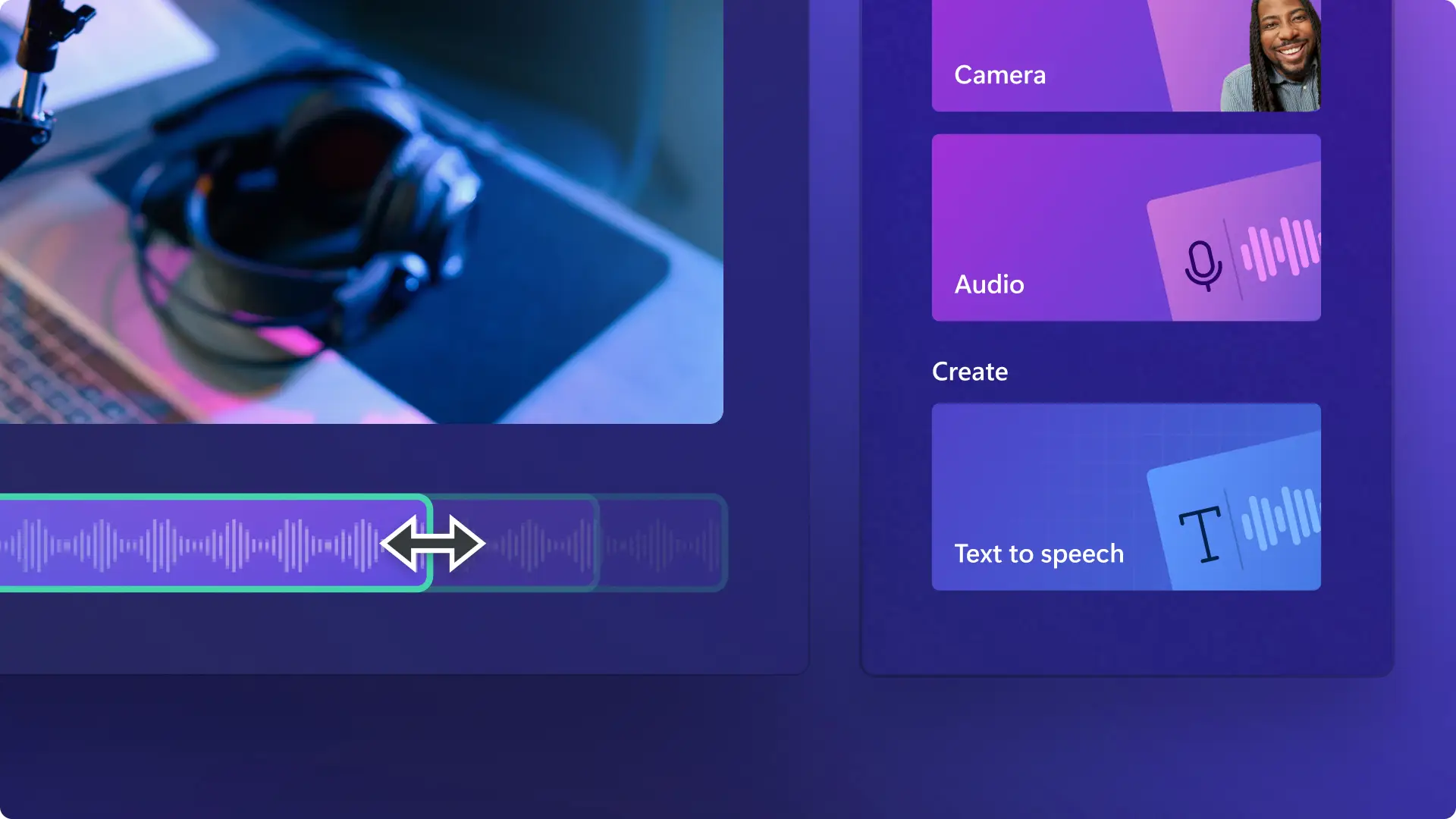 Een afbeelding van een gebruiker die audio bijsnijdt in Clipchamp.