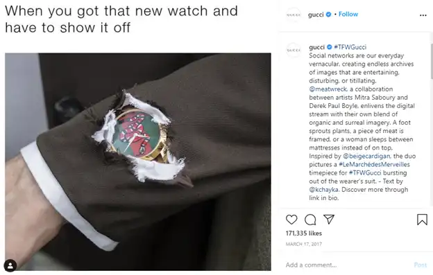 Gucci meme marketing example - how to market your brand with memes - Clipchamp blog post