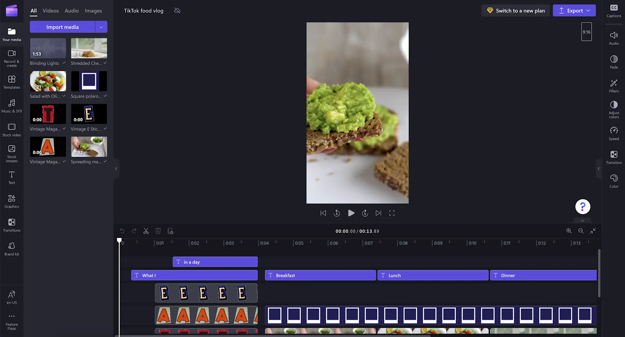 How to upload a video from Clipchamp to TikTok - step 1
