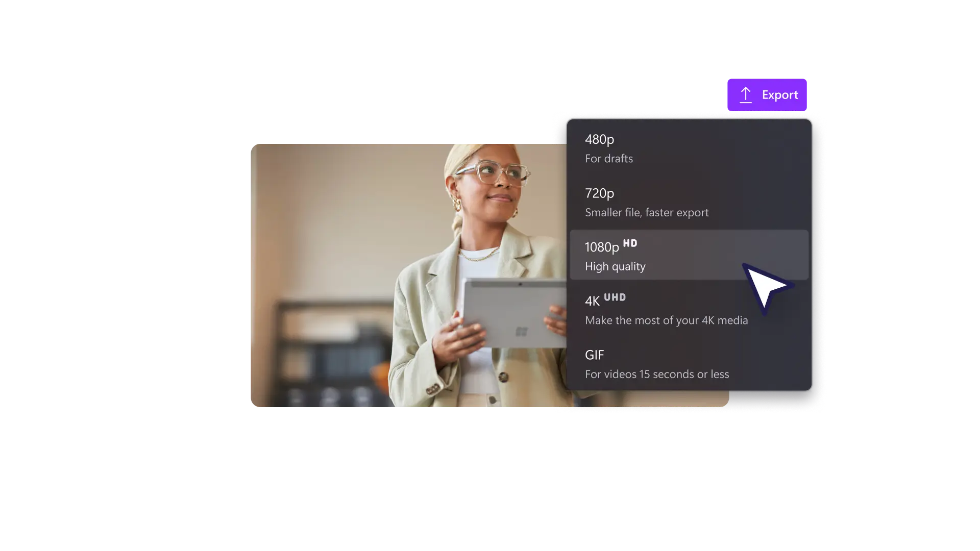 Lagre i 1080p-HD-videooppløsning 