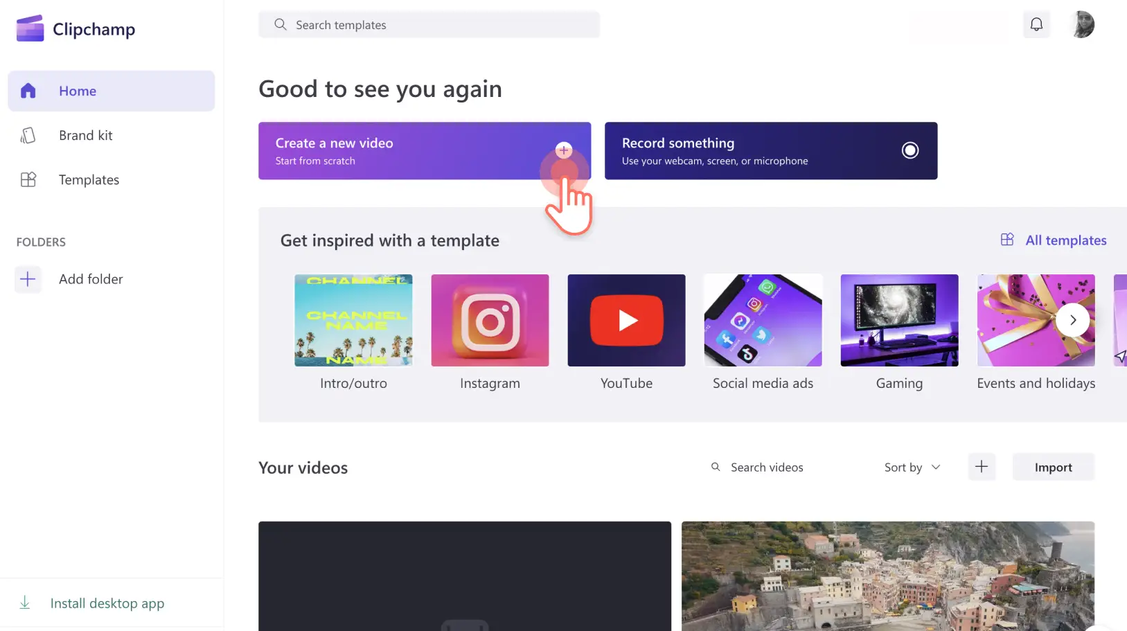 Passaggio 1: Accedi a Clipchamp o registrati gratuitamente