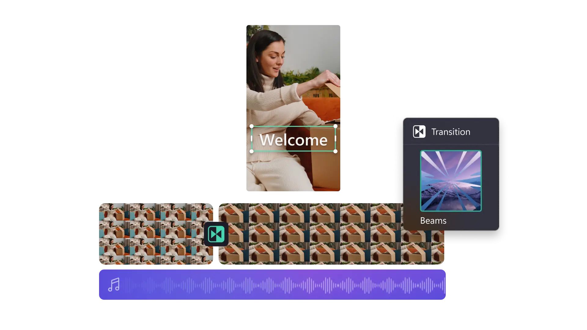 Додайте текст, переходи, ефекти й музику в Clipchamp
