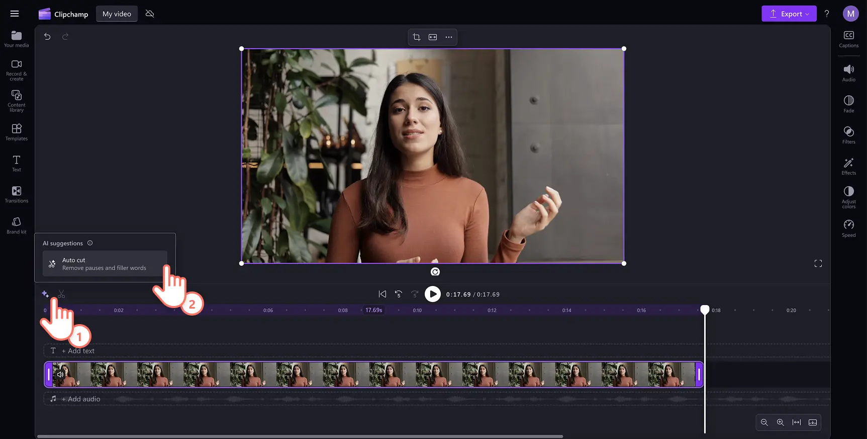 Een gebruiker gebruikt AI om lange pauzes uit video's te knippen en te verwijderen.