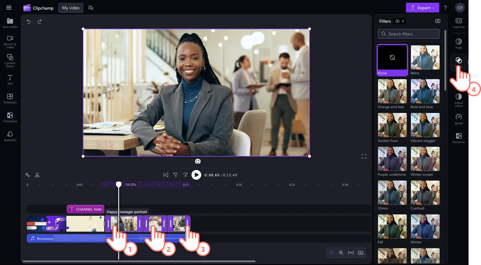 Un utente che applica più filtri ai video.