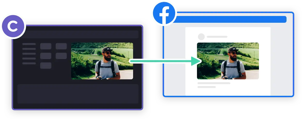 Image montrant des vidéos Clipchamp en cours de téléchargement sur Facebook