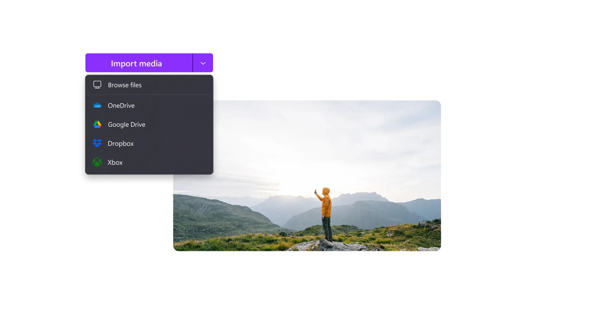 用户正在将音频文件添加到 Clipchamp 的视频编辑时间线上
