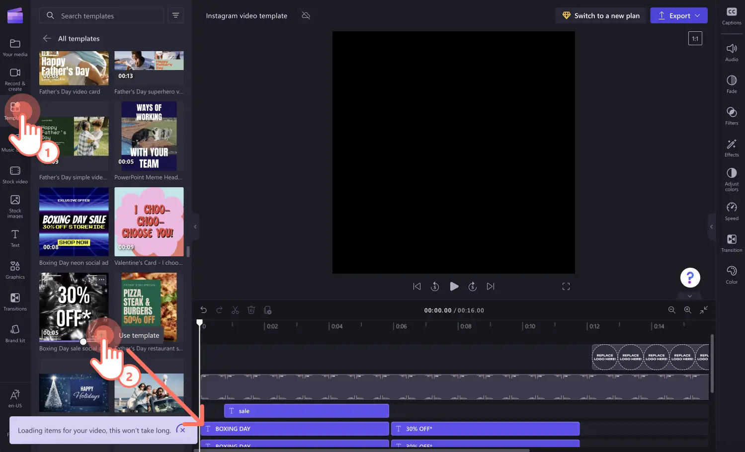 Instagram template - step 1