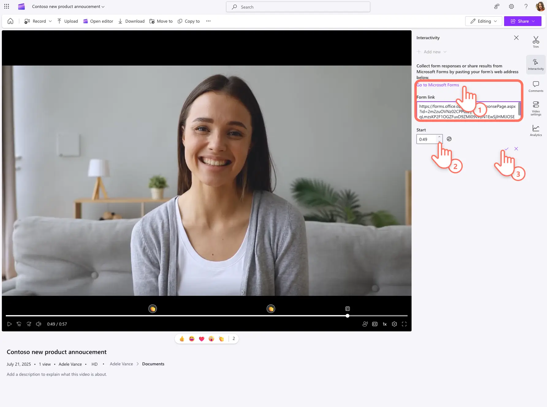 Uma imagem de adicionar um formulário em Clipchamp