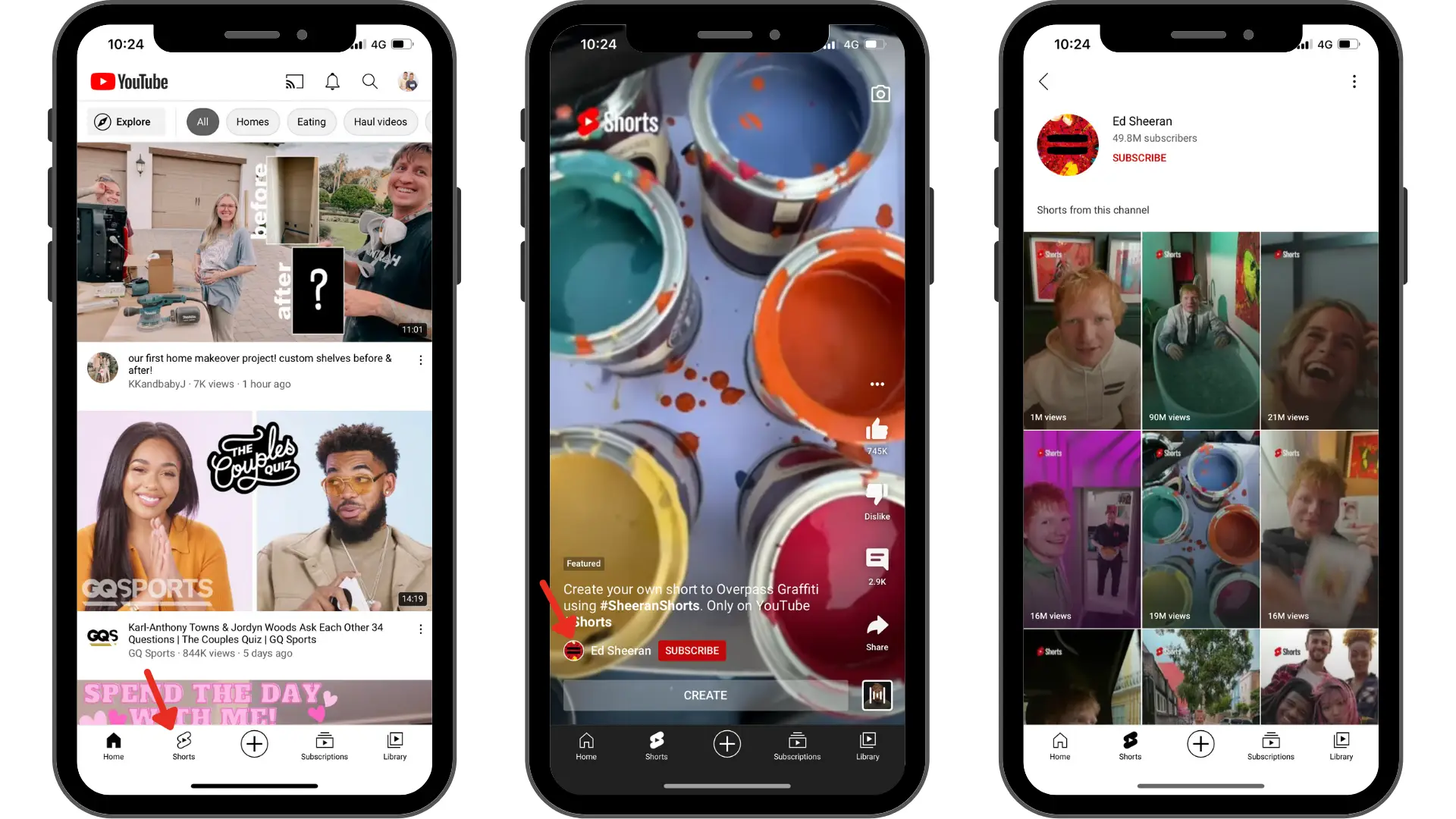 Where do Shorts live on the YouTube app? 
