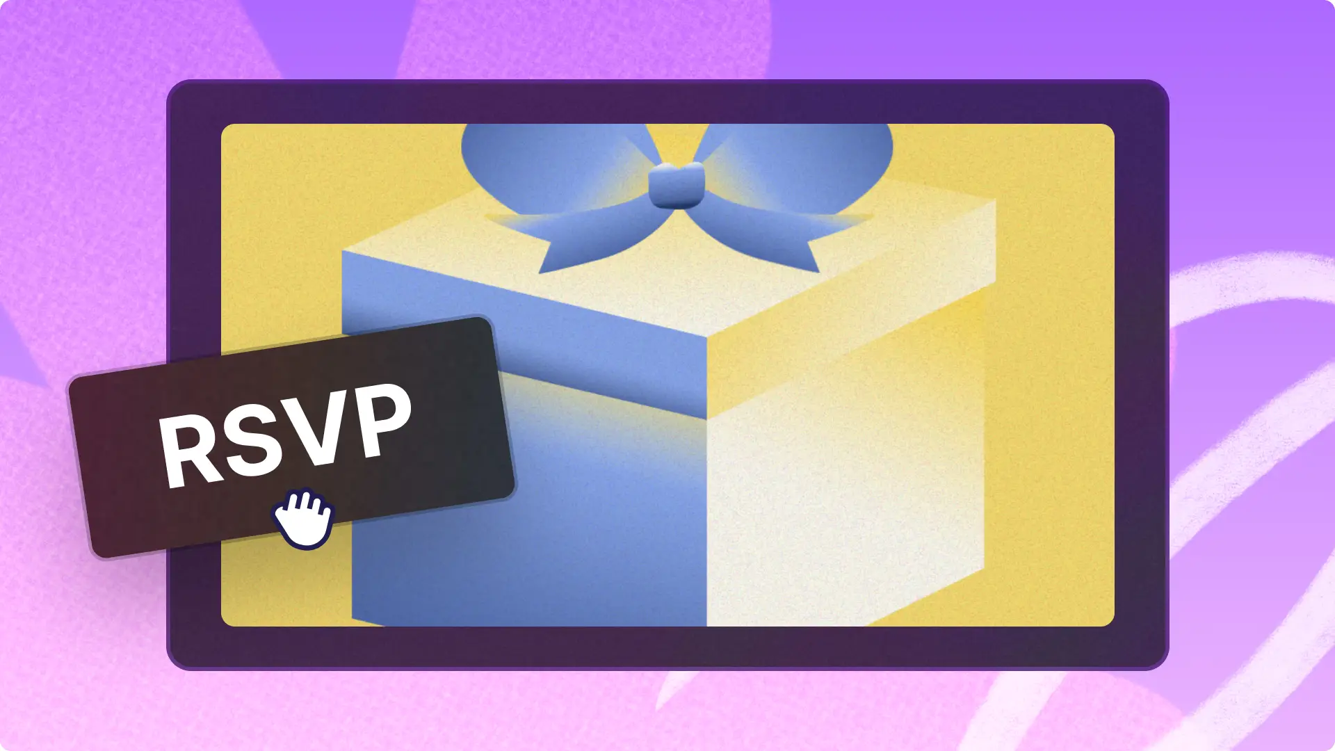 A user dragging a sticker onto a holiday video invitation template in Clipchamp.