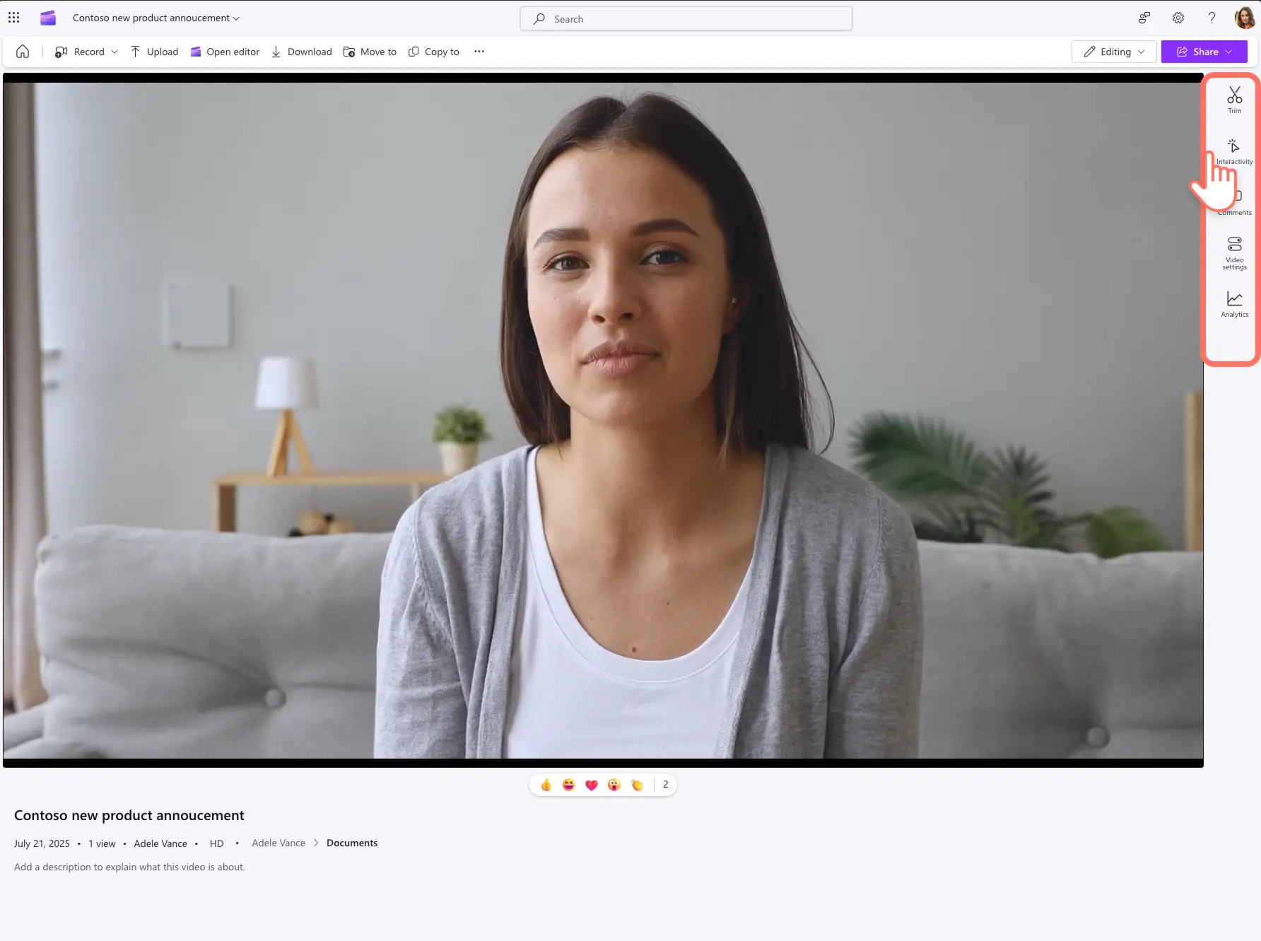 Uma imagem de uma reprodução de vídeo no Clipchamp