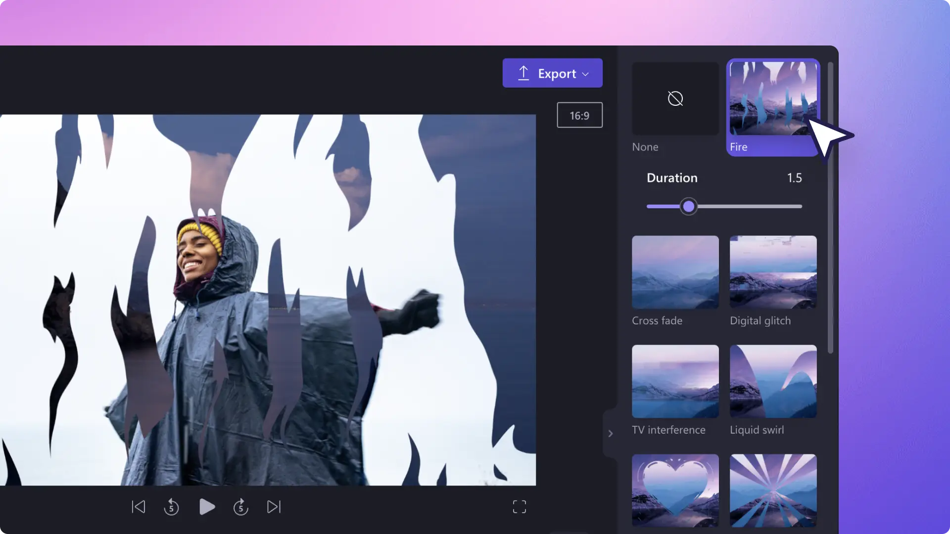 An image representing video editing footage in Clipchamp and adding premium transitions