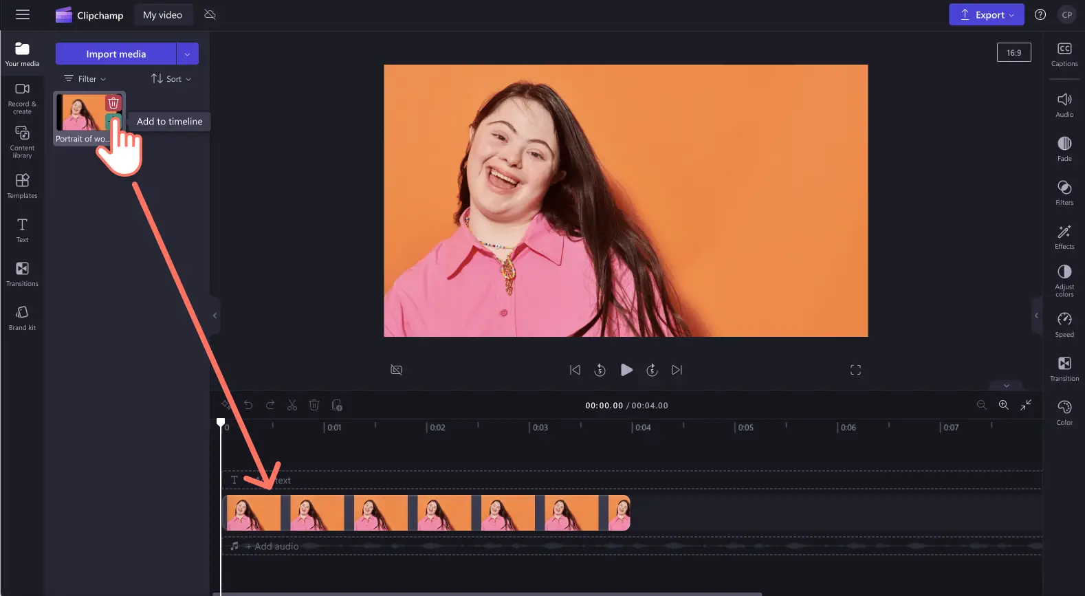 An image of a user adding an image to the timeline.