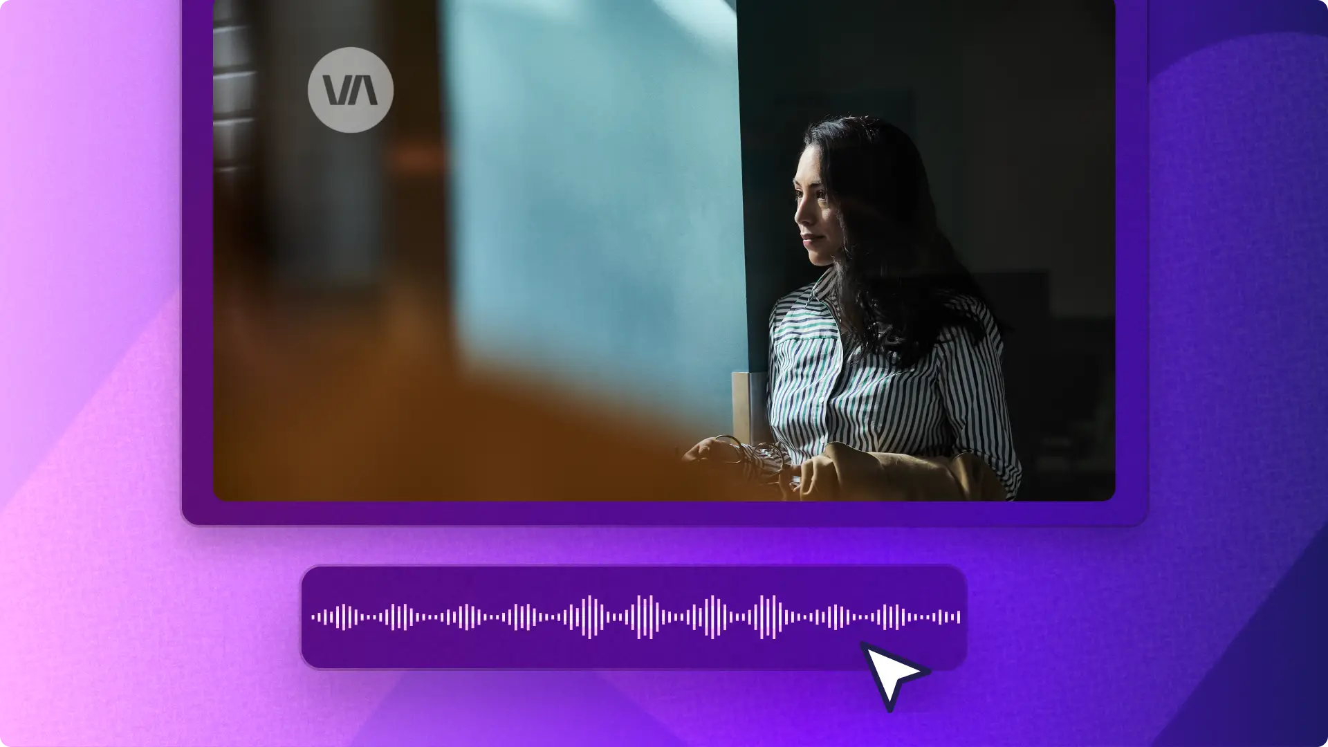 用户在 Clipchamp 中向演示视频添加音频的图像。