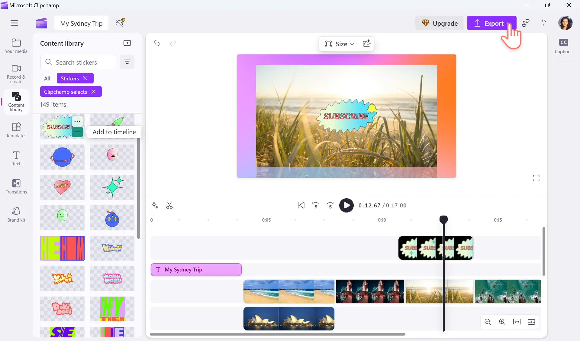 Preview and save video in Clipchamp