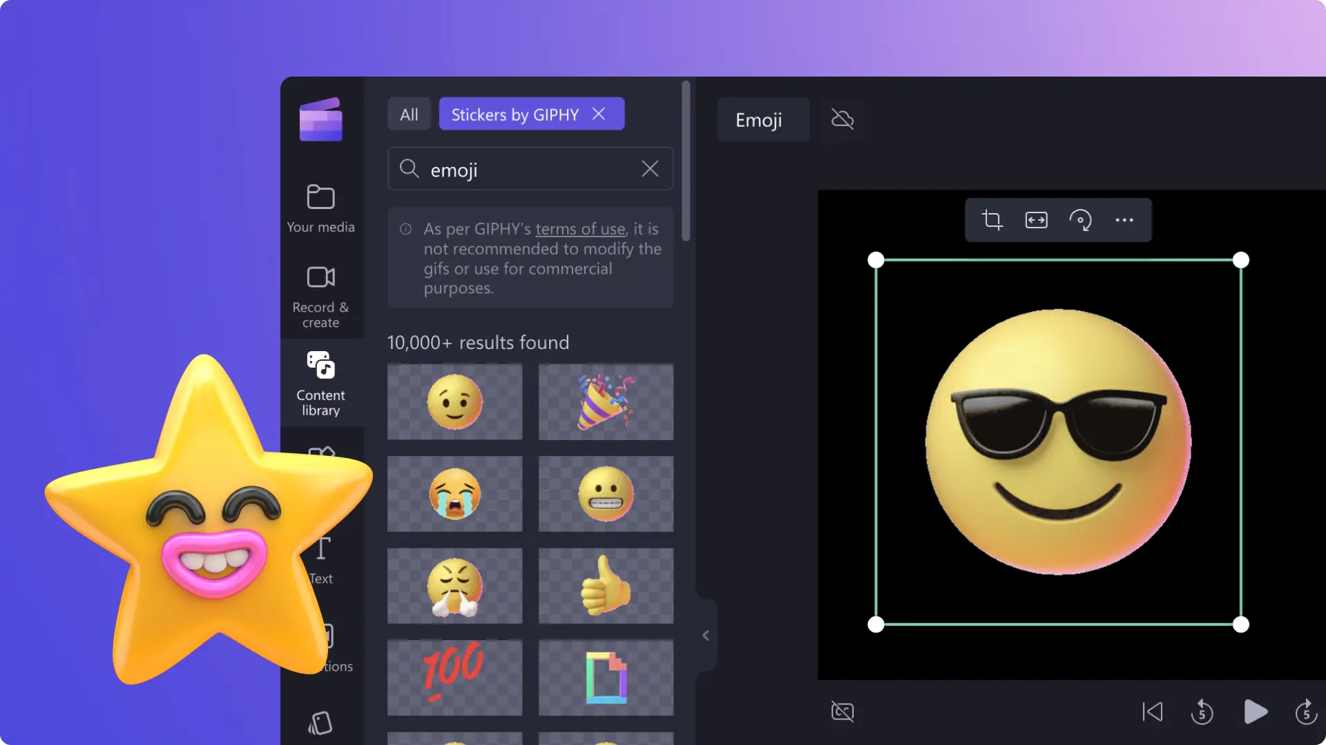 tambahkan stiker ke video di clipchamp