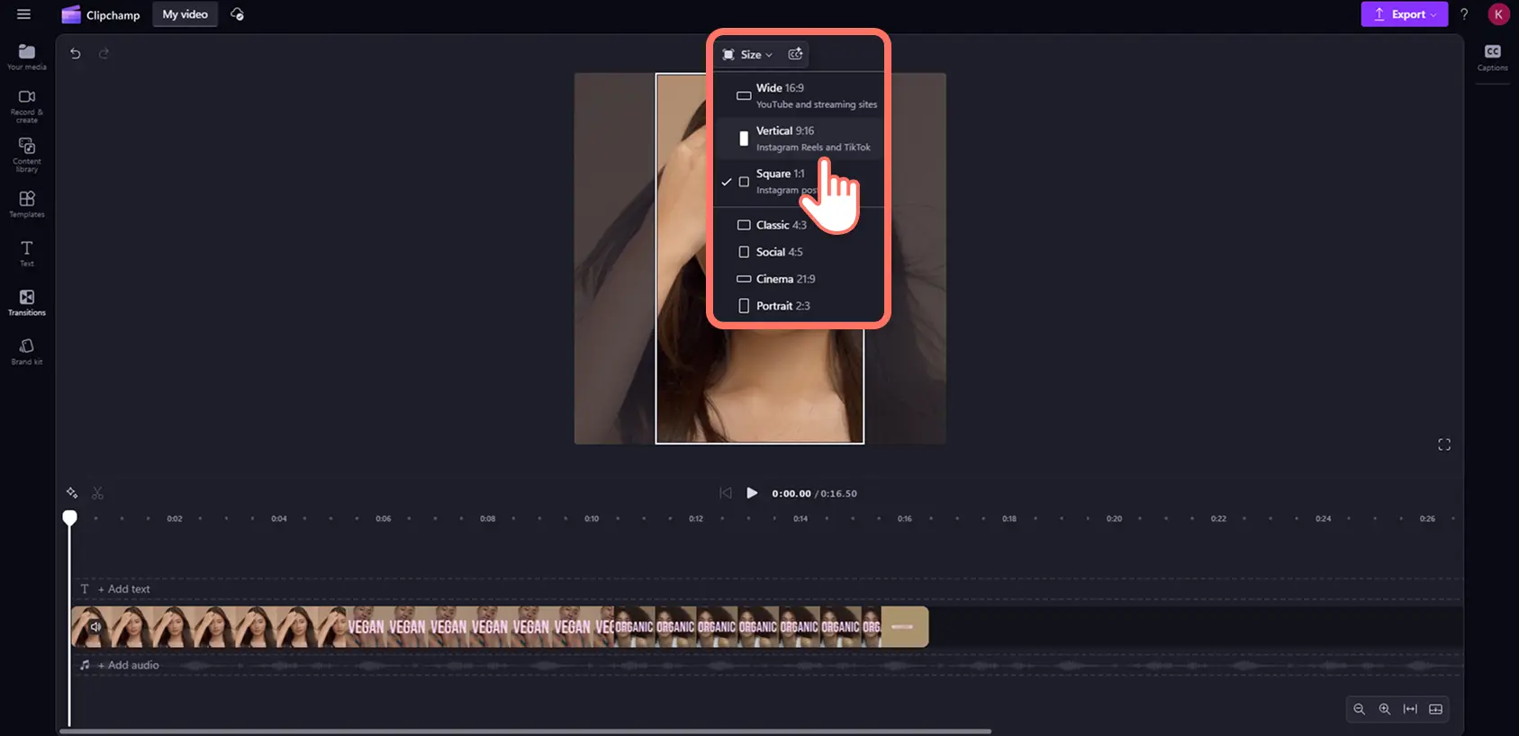 Obraz przedstawiający użytkownika zmieniającego rozmiar wideo z Instagram na TikTok.