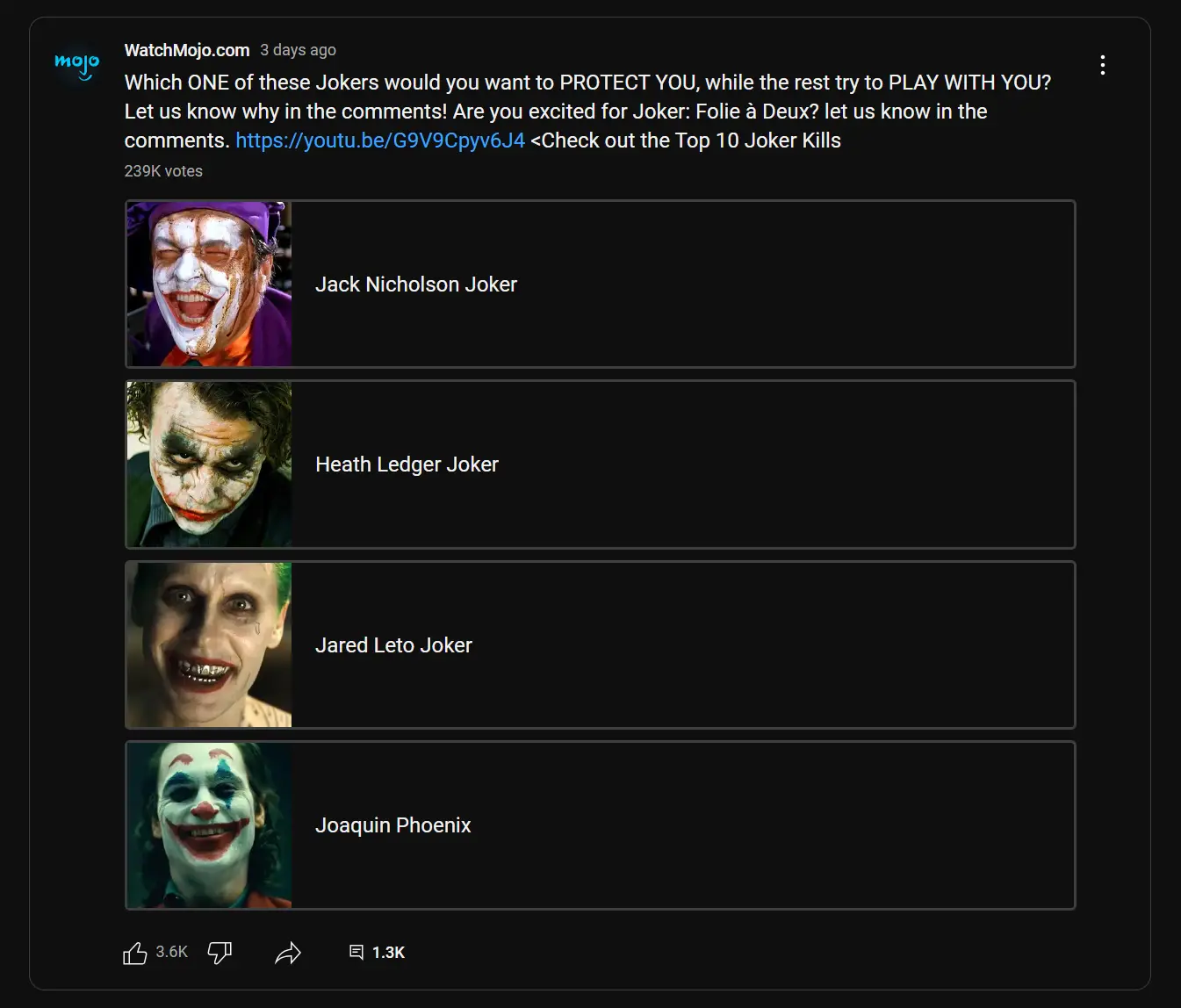 WatchMojo YouTube Anketi’nin bir ekran görüntüsü.
