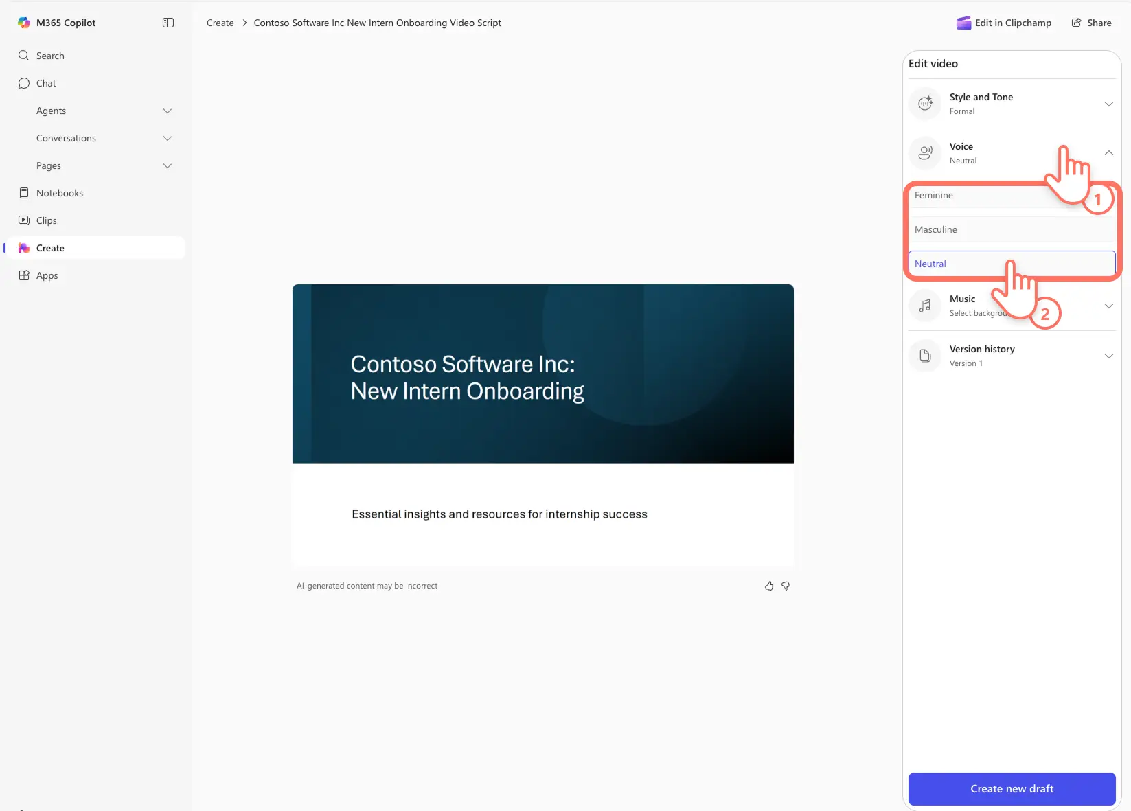 Create Hub бағдарламасында бейне көрсетілімінің дауыс реңін реттейтін пайдаланушы