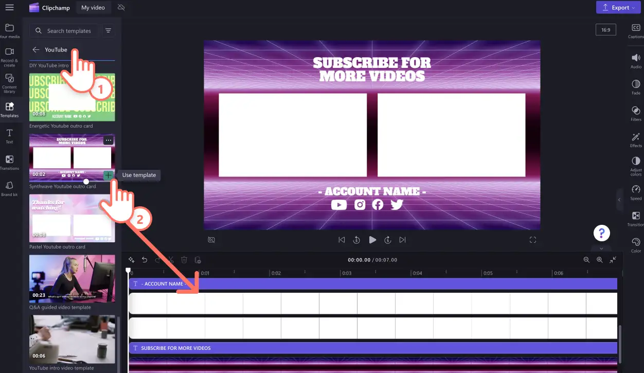 Imagen de un usuario seleccionando una plantilla de vídeo.