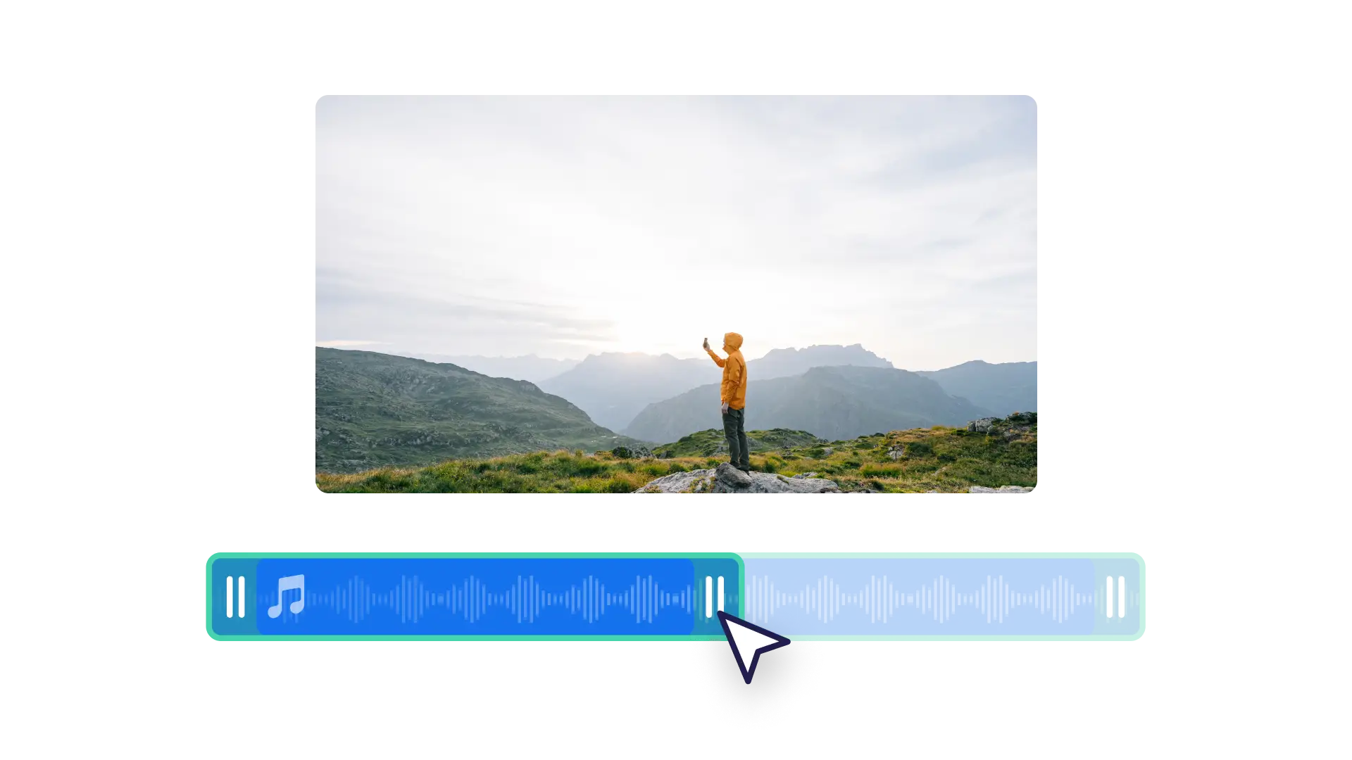 用户在 Clipchamp 中剪裁音频曲目
