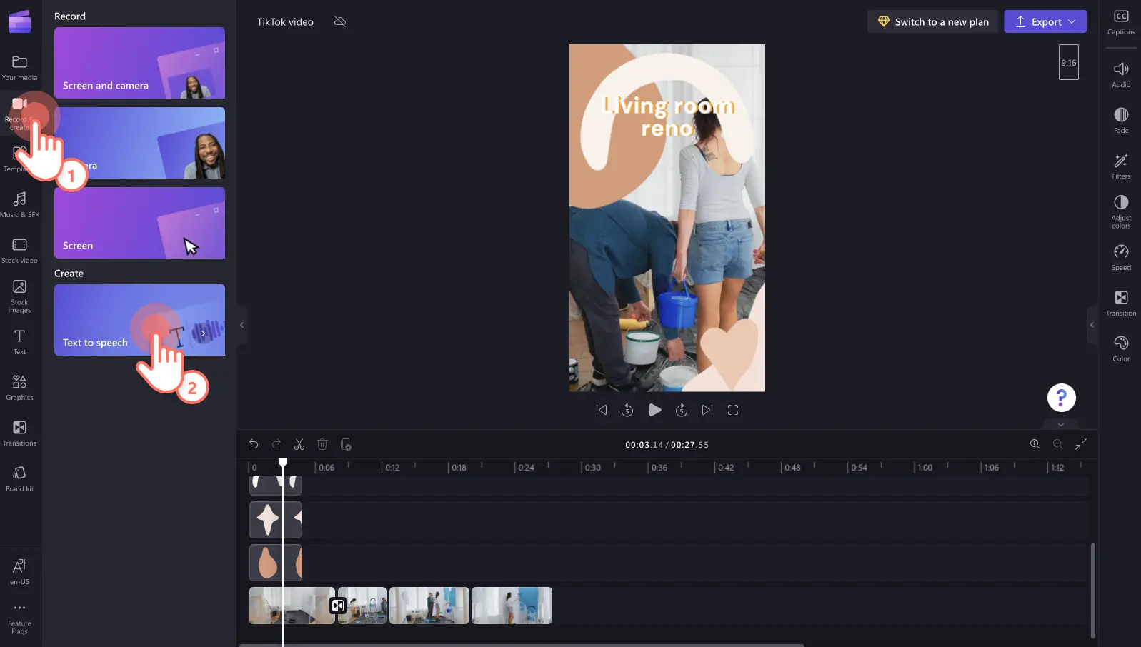 How to make a TikTok with Clipchamp video editor - step 2d