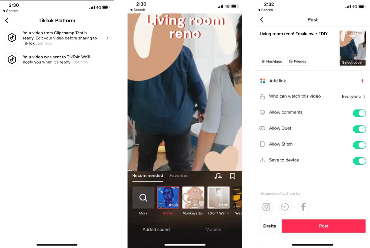 Jak utworzyć film na platformę TikTok za pomocą edytora wideo Clipchamp — krok 4., ostatni