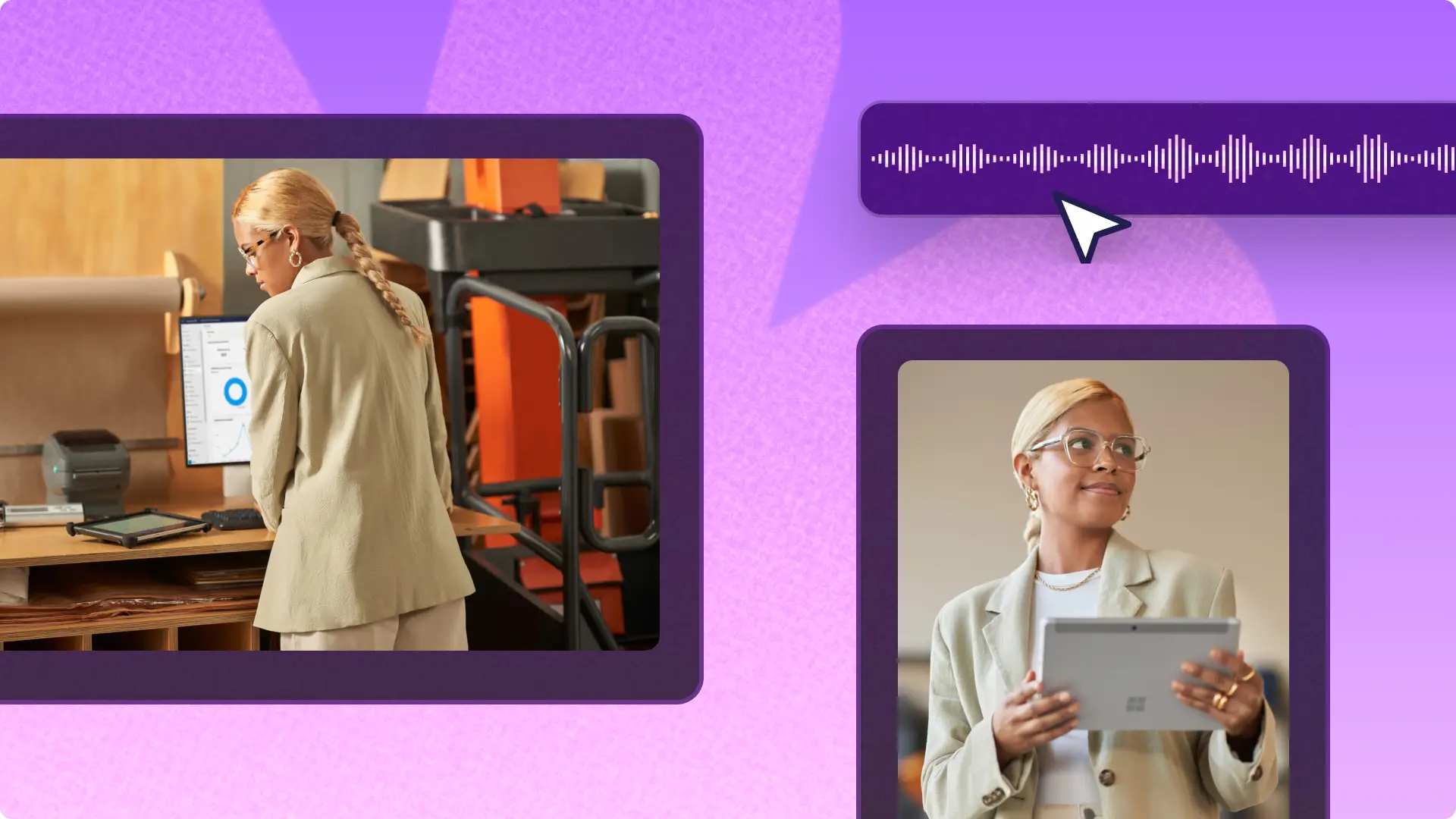 Immagine di utente che crea un video di lavoro.