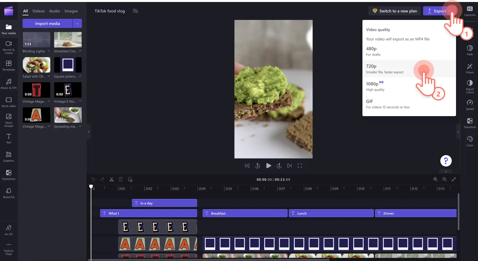 How to upload a video from Clipchamp to TikTok - step 2
