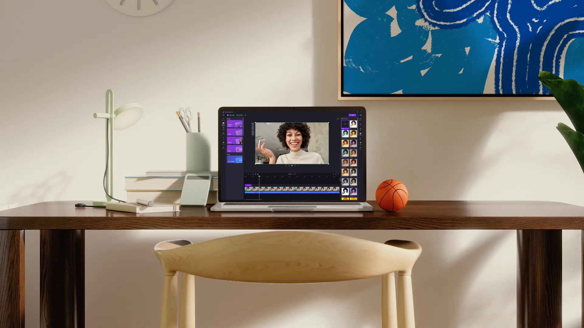 Et billede af Clipchamp til uddannelse åben på en bærbar computer.
