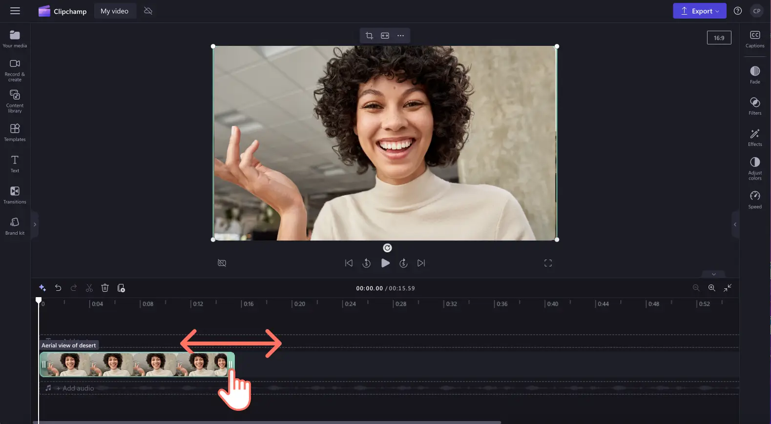 Cortar um videoclipe no Clipchamp
