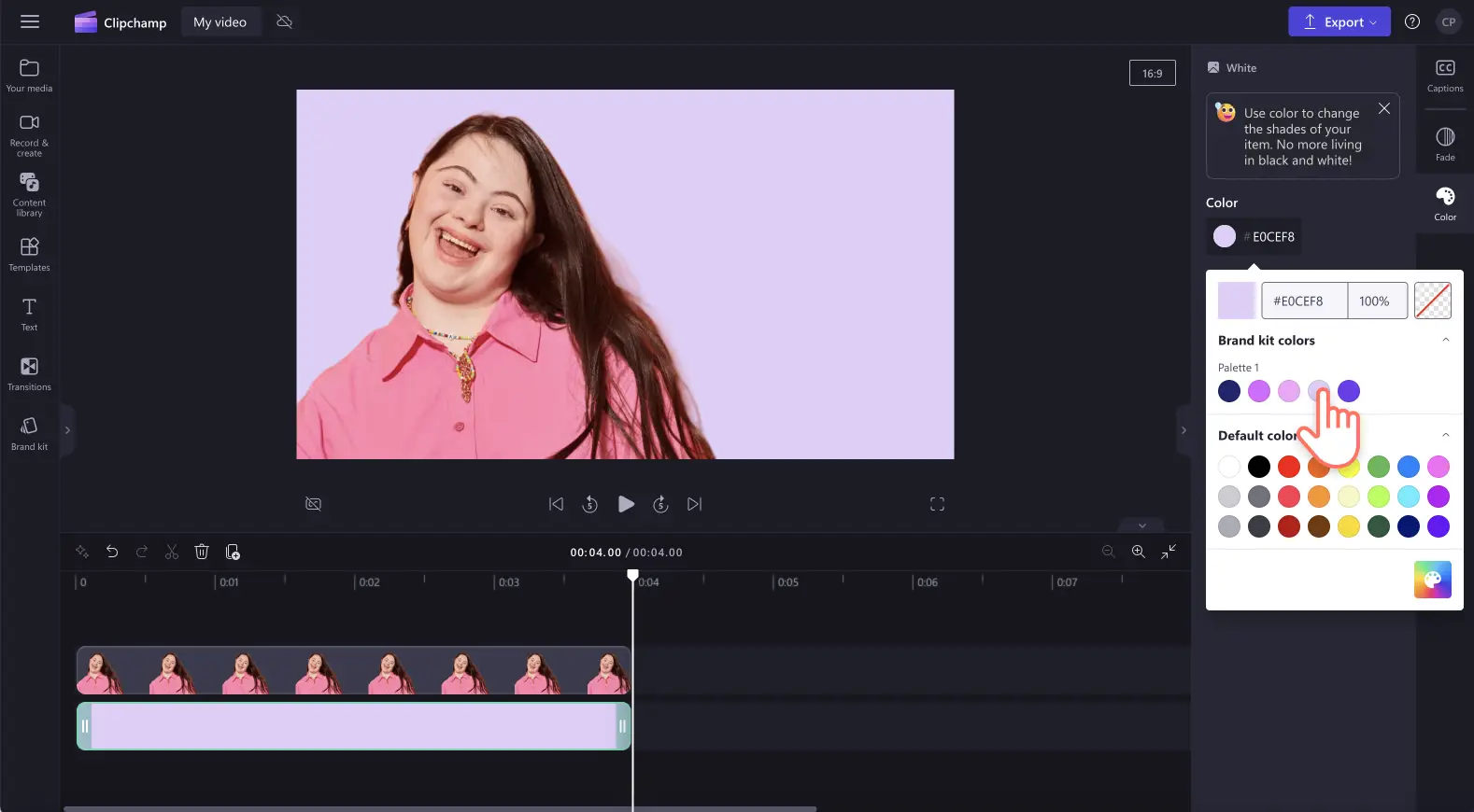 An image of a user editing the color of the background.