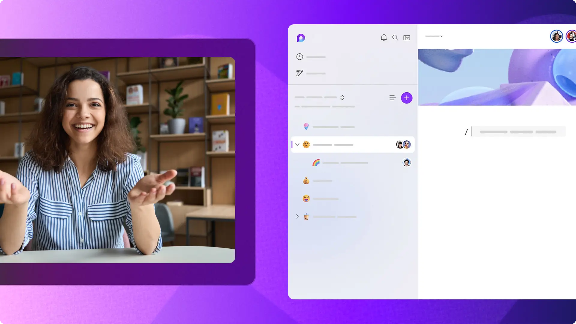 Seorang pengguna merakam video kamera web dan skrin dalam Microsoft Loop