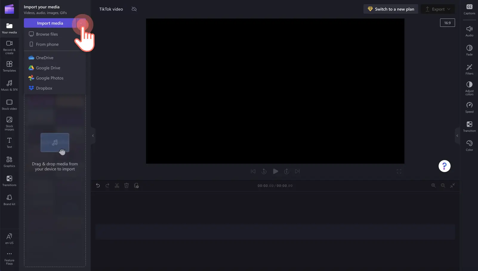 How to make a TikTok with Clipchamp video editor - step 1